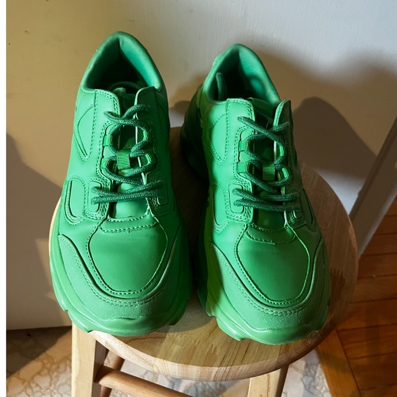 Zara lime neon green lug soles sneakers EUC (as new) - Picture 6 of 11